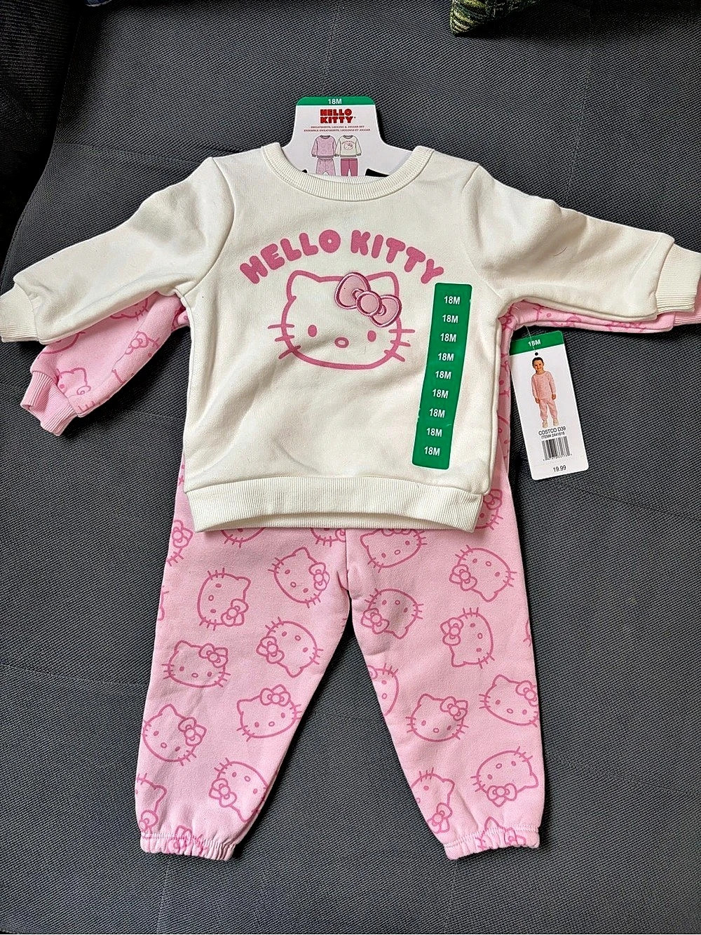 Hello Kitty Infant 3 piece Set Baby 18M Pink & White Set NWT